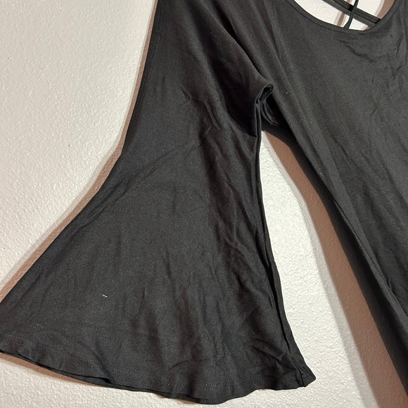 24seven Comfort Apparel Fit and Flare Dress Criss Cross Neck Bell Sleeve S - Picture 4 of 8